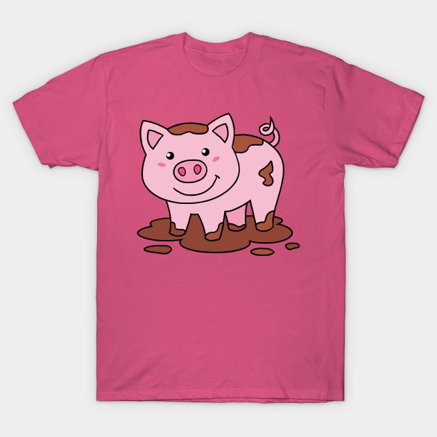 Pink Pig Happy Piglet T-Shirt by samshirts